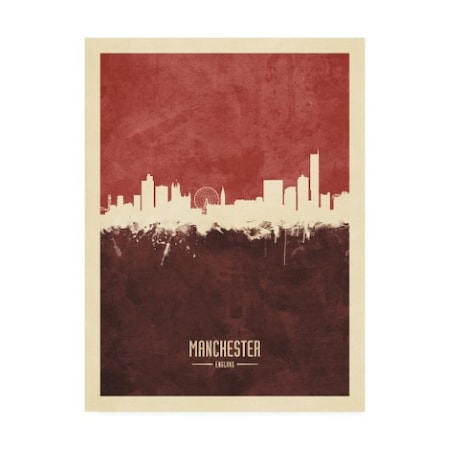 Michael Tompsett 'Manchester England Skyline Reds' Canvas Art,35x47